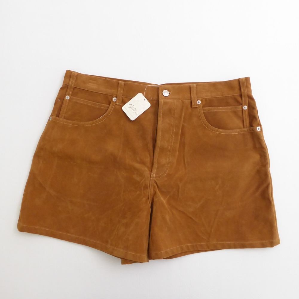 Free People We The Free Women Tippi Shorts Tan Suede Vegan Faux Leather 33